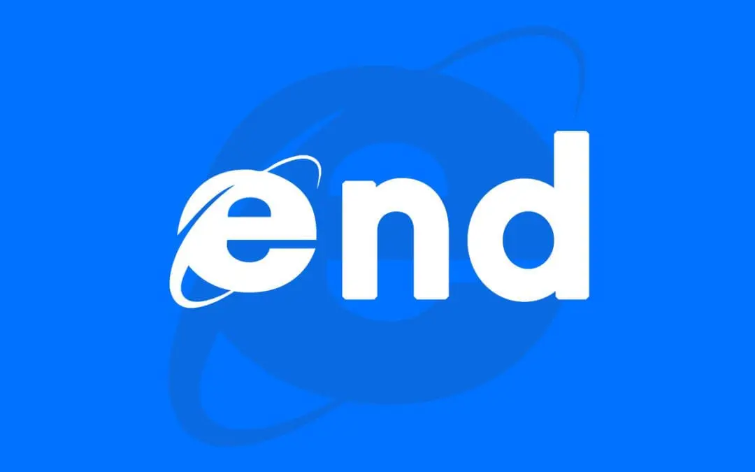 A sleek end logo on a blue background, created by a freelance web designer.