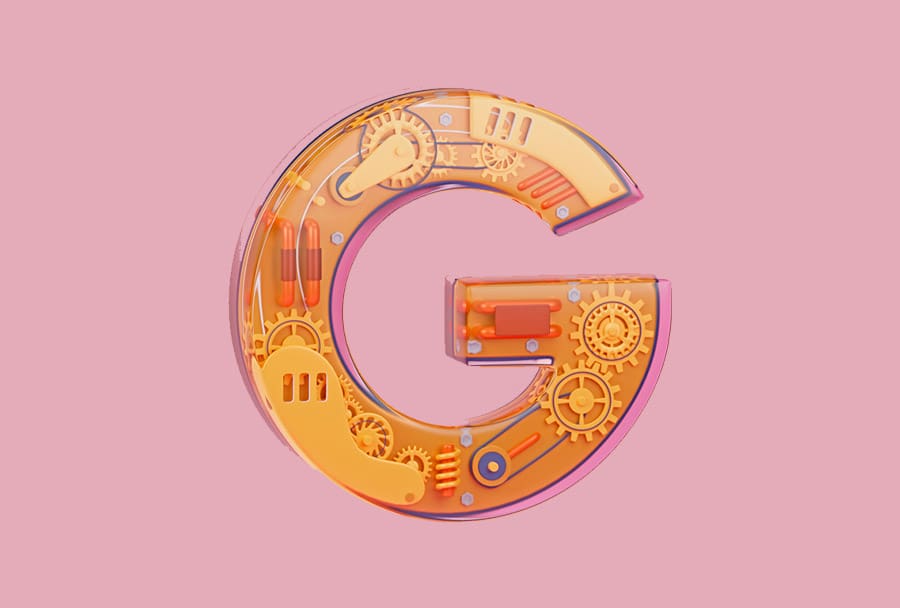 A freelance web designer created an orange letter g on a pink background for a web design project based in Essex.