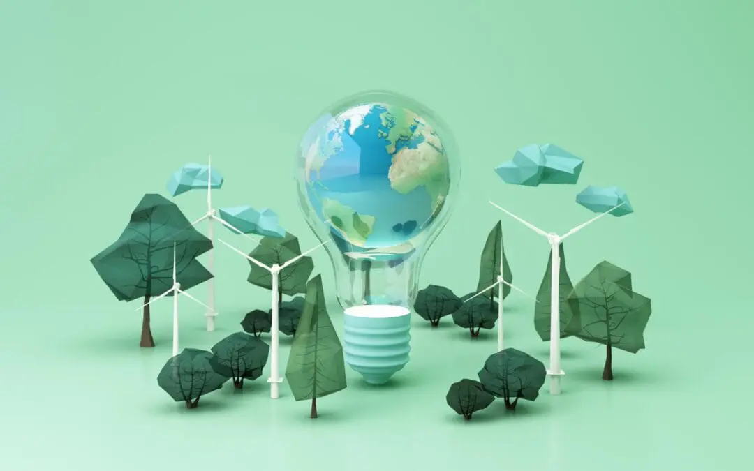 clean energy concept world environment day internatidonal day forests concept-tree-earth globe-light-bulb-with-windmill-pastel-background-3d-rendering-1080x675