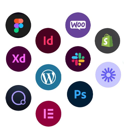 A circle of various logos designed by a freelance web designer from Essex.