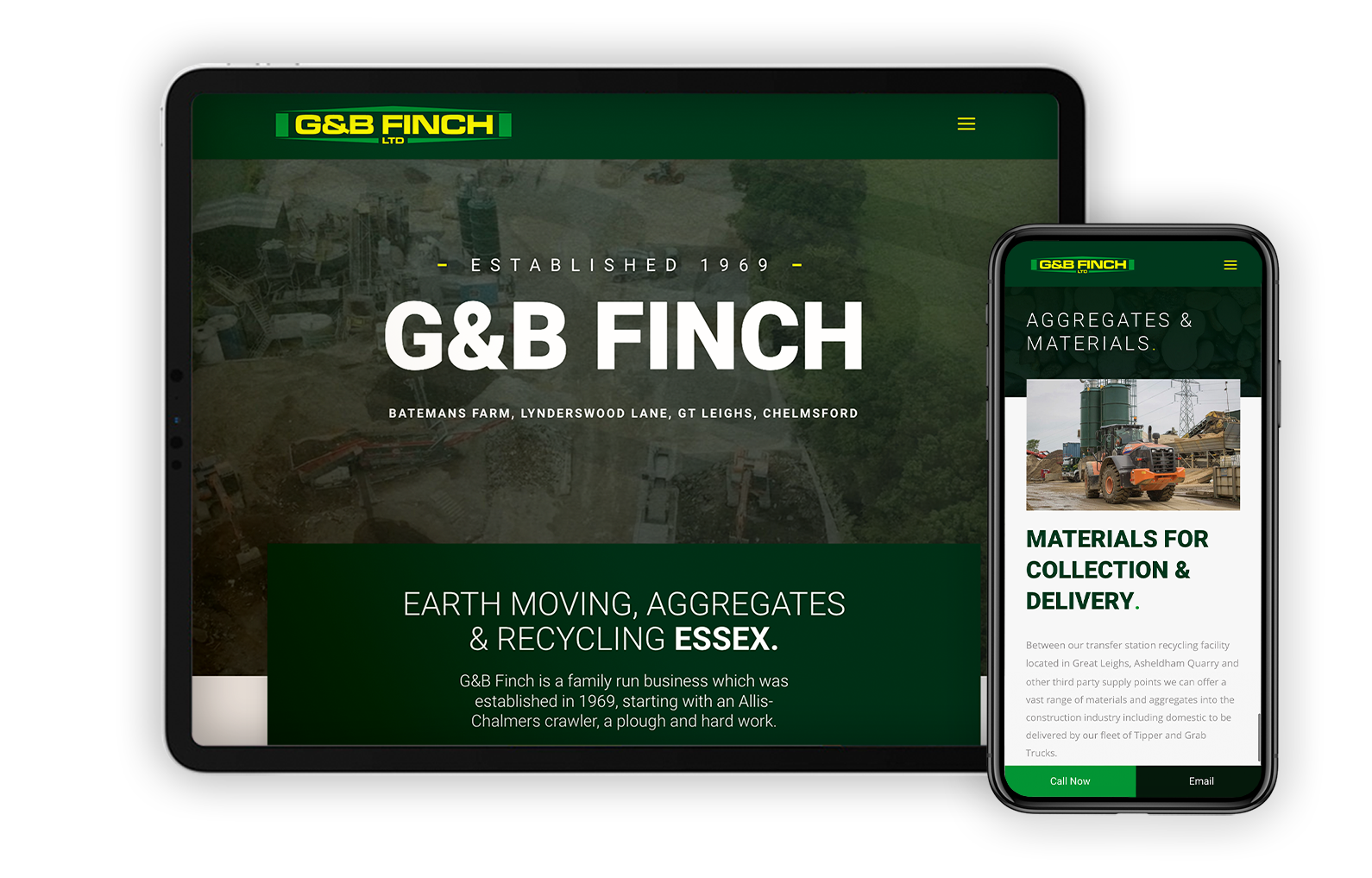 G & B Finch Website On iPad and Mobile