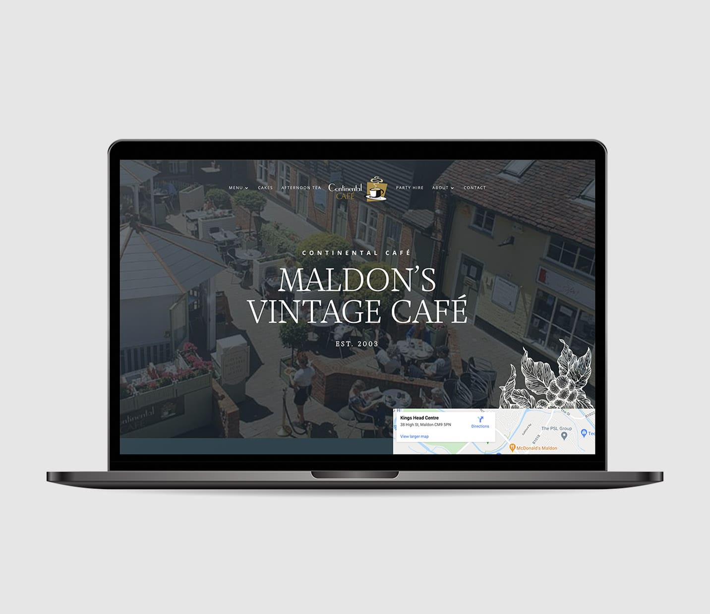Madonna's vintage cafe website designed by a freelance web designer in Essex.