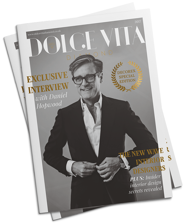 Dolce vita magazine cover features a man in a suit and tie.
